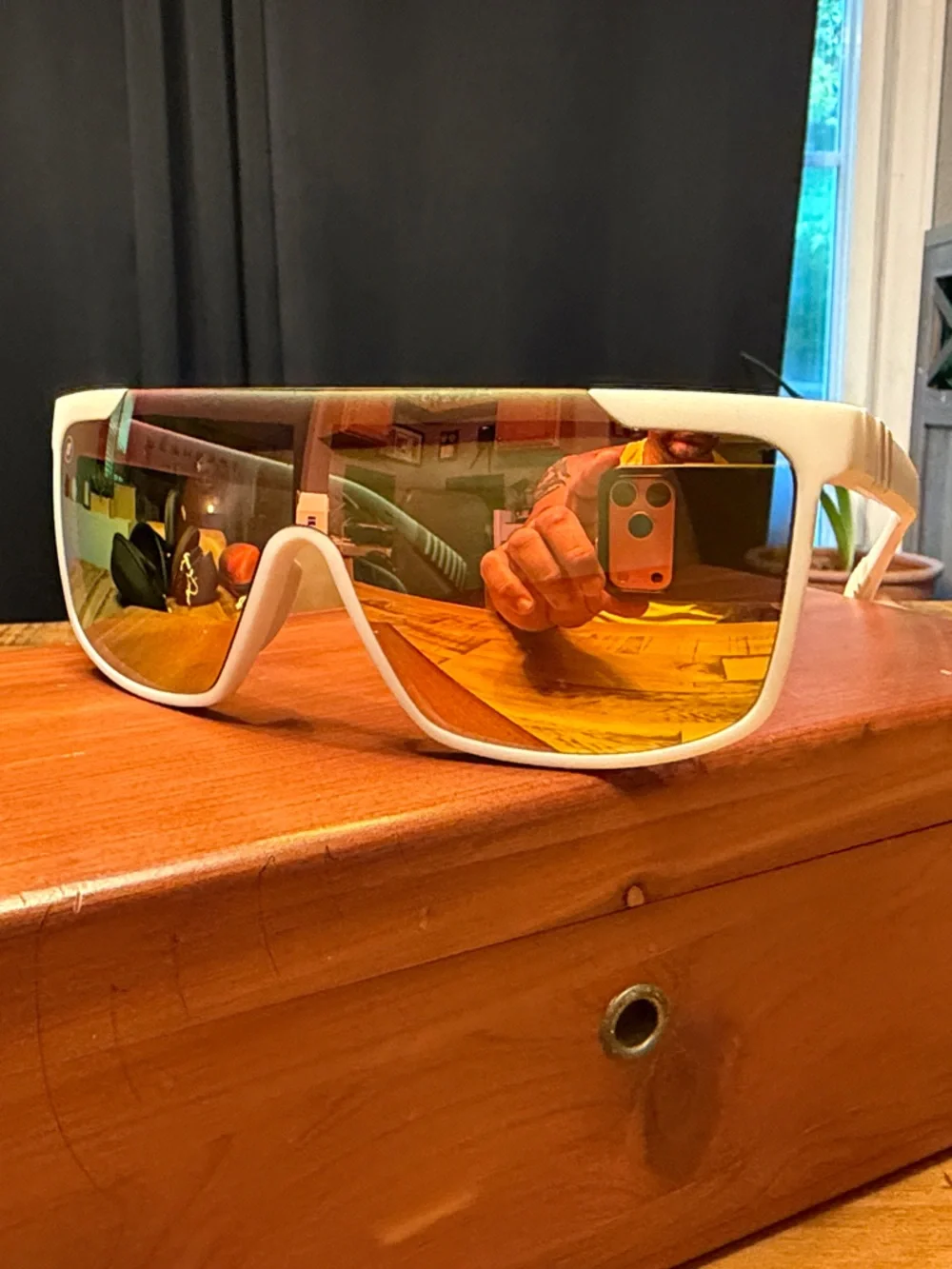 Blenders Pride III White Frame Mirrored Shield Sunglasses